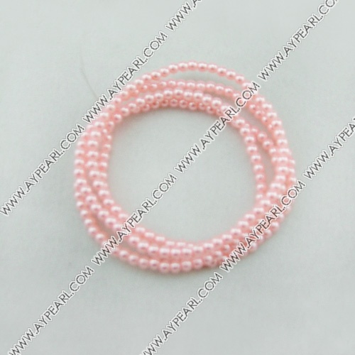 acrylic pearl beads, light pink, 4mm round, sold by per 33-inch strand