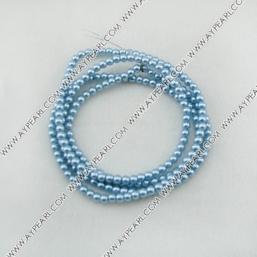 acrylic pearl beads, light blue, 4mm round, sold by per 33-inch strand