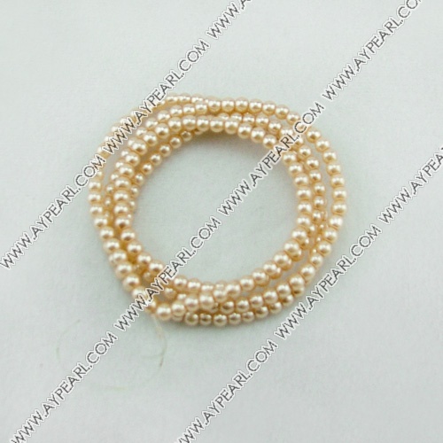 acrylic pearl beads, light yellow, 4mm round, sold by per 33-inch strand