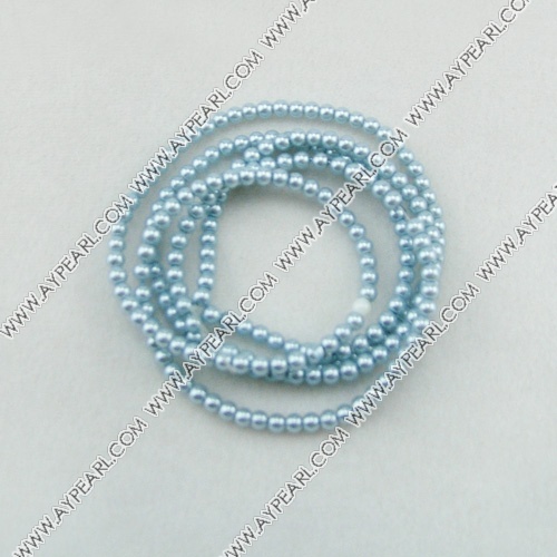 acrylic pearl beads, light blue, 4mm round, sold by per 33-inch strand