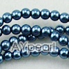 acrylic pearl beads, dark blue, 4mm round, sold by per 33-inch strand