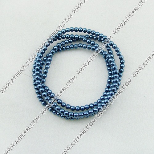 acrylic pearl beads, dark blue, 4mm round, sold by per 33-inch strand