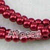 acrylic pearl beads, red, 4mm round, sold by per 33-inch strand