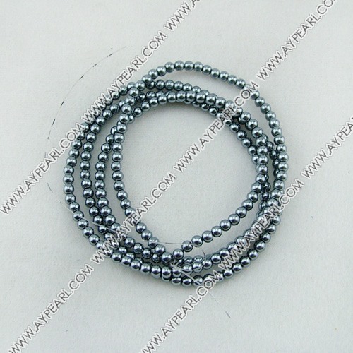 acrylic pearl beads, dark, 4mm round, sold by per 33-inch strand