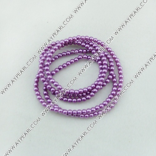 acrylic pearl beads, light purple, 4mm round, sold by per 33-inch strand