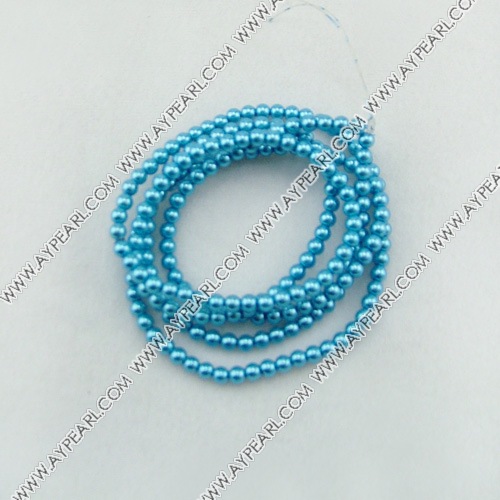 acrylic pearl beads, skyblue, 4mm round, sold by per 33-inch strand