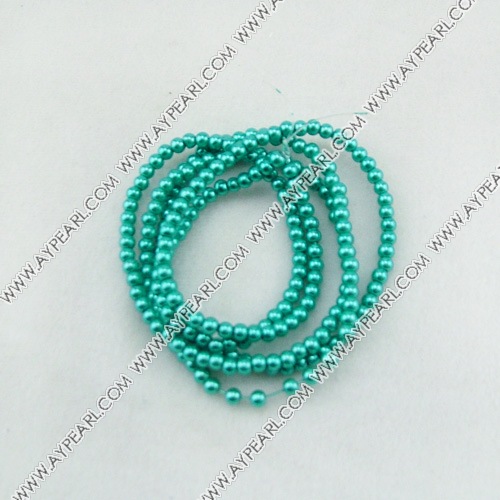 acrylic pearl beads, blue, 4mm round, sold by per 33-inch strand