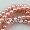 acrylic pearl beads, light pink, 4mm round, sold by per 33-inch strand