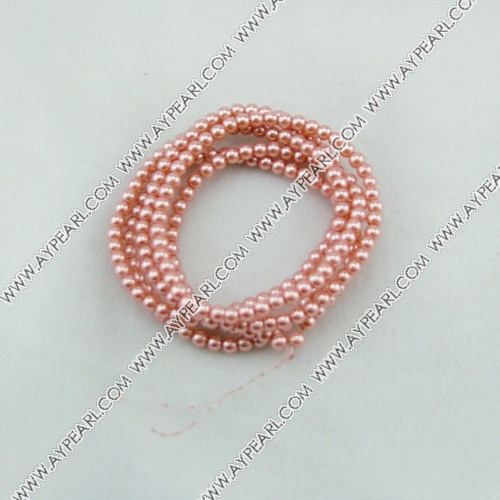 acrylic pearl beads, light pink, 4mm round, sold by per 33-inch strand