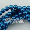 acrylic pearl beads, dark blue, 4mm round, sold by per 33-inch strand