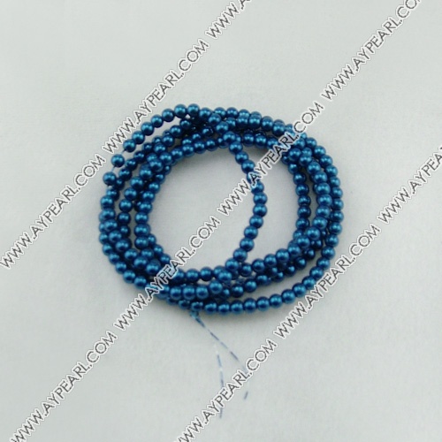 acrylic pearl beads, dark blue, 4mm round, sold by per 33-inch strand