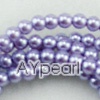 acrylic pearl beads, violet, 4mm round, sold by per 33-inch strand