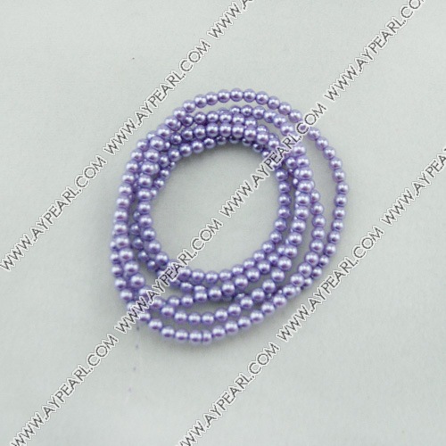 acrylic pearl beads, violet, 4mm round, sold by per 33-inch strand