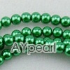 acrylic pearl beads, green, 4mm round, sold by per 33-inch strand