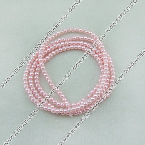 acrylic pearl beads, light pink, 4mm round, sold by per 33-inch strand