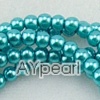 acrylic pearl beads, sea blue, 4mm round, sold by per 33-inch strand