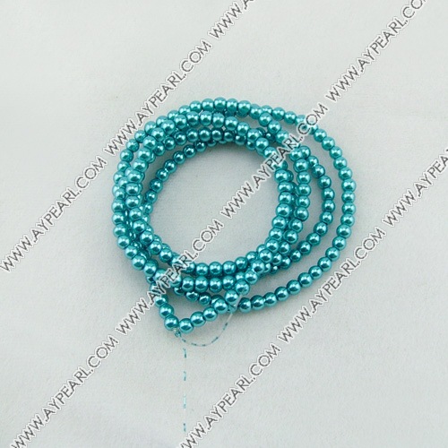 acrylic pearl beads, sea blue, 4mm round, sold by per 33-inch strand