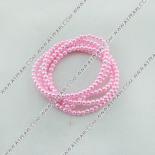 acrylic pearl beads, pink, 4mm round, sold by per 33-inch strand