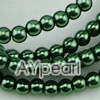 acrylic pearl beads, dark green, 4mm round, sold by per 33-inch strand