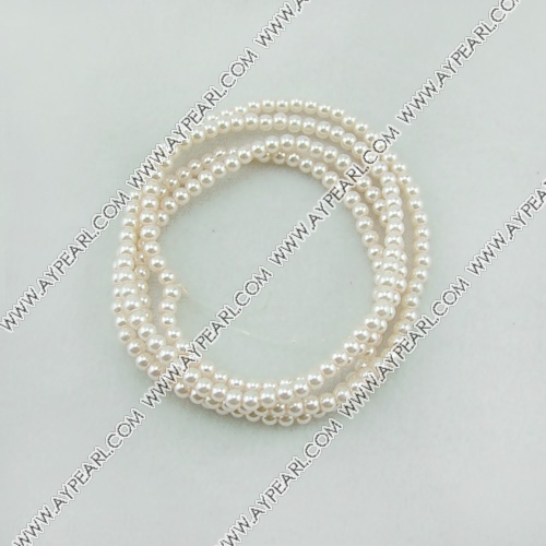 acrylic pearl beads, white, 4mm round, sold by per 33-inch strand