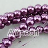 acrylic pearl beads, medium orchid, 4mm round, sold by per 33-inch strand