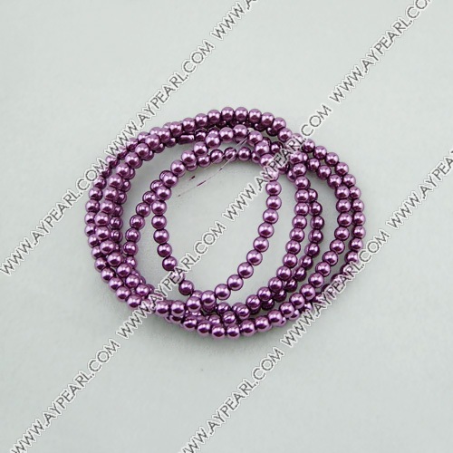 acrylic pearl beads, medium orchid, 4mm round, sold by per 33-inch strand