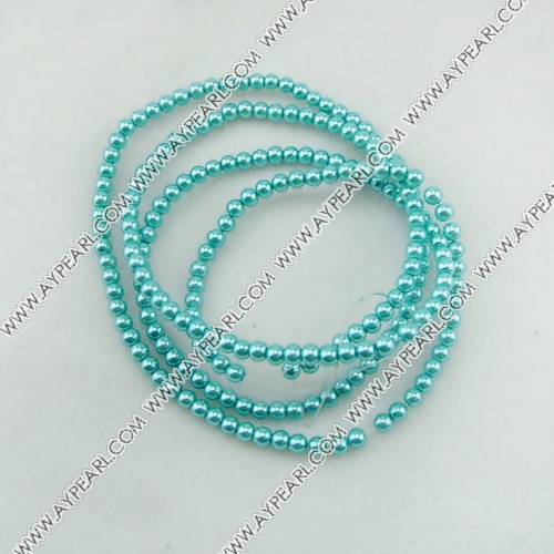 acrylic pearl beads, light blue, 4mm round, sold by per 33-inch strand