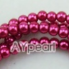 acrylic pearl beads, purple red, 4mm round, sold by per 33-inch strand