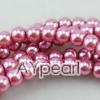 acrylic pearl beads, plum, 4mm round, sold by per 33-inch strand