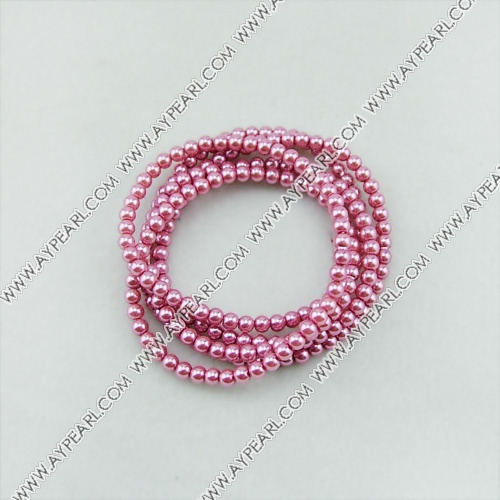 acrylic pearl beads, plum, 4mm round, sold by per 33-inch strand