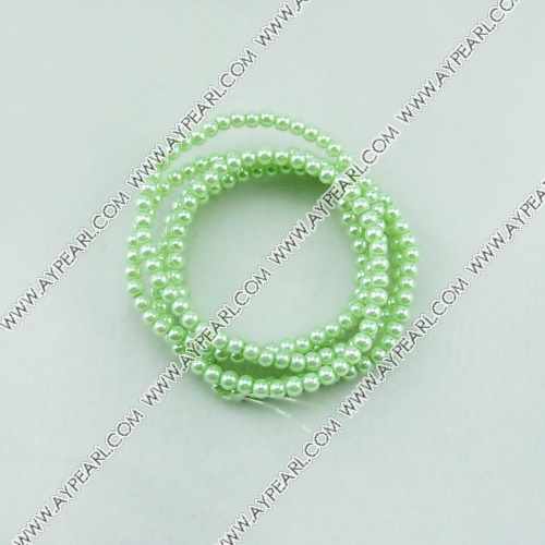 acrylic pearl beads, light green, 4mm round, sold by per 33-inch strand