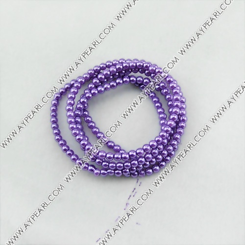 acrylic pearl beads, violet, 4mm round, sold by per 33-inch strand