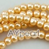 acrylic pearl beads, yellow, 4mm round, sold by per 33-inch strand