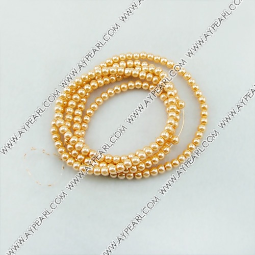 acrylic pearl beads, yellow, 4mm round, sold by per 33-inch strand