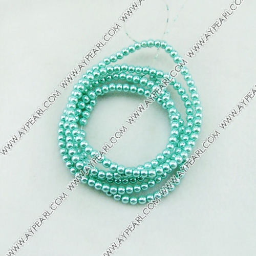 acrylic pearl beads, turquoise, 4mm round, sold by per 33-inch strand