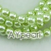 acrylic pearl beads, light green, 4mm round, sold by per 33-inch strand