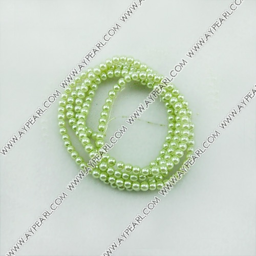 acrylic pearl beads, light green, 4mm round, sold by per 33-inch strand