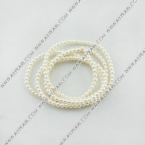 acrylic pearl beads, white, 4mm round, sold by per 33-inch strand