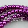 acrylic pearl beads, purple, 4mm round, sold by per 33-inch strand