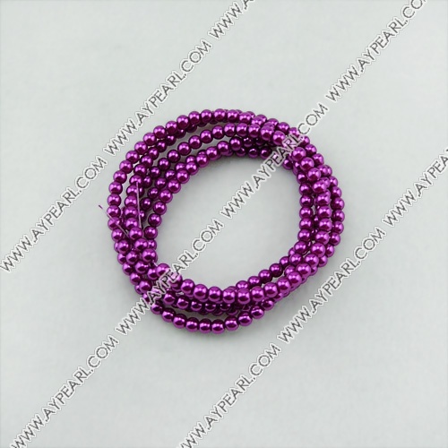 acrylic pearl beads, purple, 4mm round, sold by per 33-inch strand