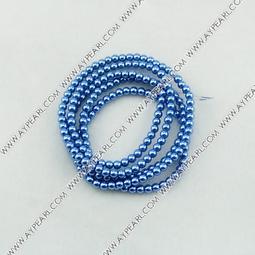 acrylic pearl beads, blue, 8mm round, sold by per strand