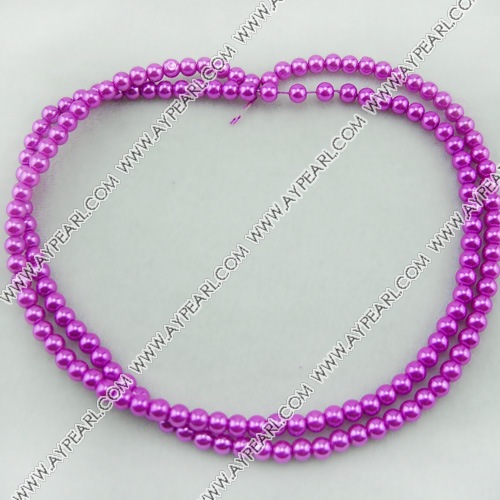 acrylic pearl beads, fuchsia, 6mm round, sold by per 33-inch strand