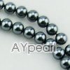 acrylic pearl bead, black, 6mm round, sold by per 33-inch strand