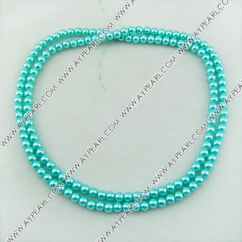 acrylic pearl bead, turquoise, 6mm round, sold by per 33-inch strand