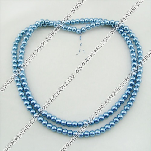 acrylic pearl bead, light blue, 6mm round, sold by per 33-inch strand