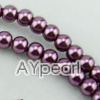 acrylic pearl bead, purple brown, 6mm round, sold by per 33-inch strand