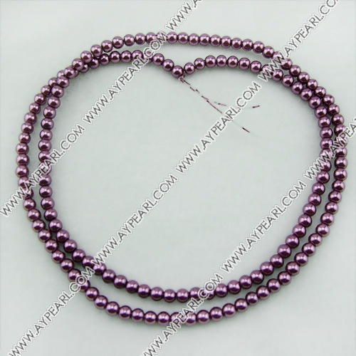 acrylic pearl bead, purple brown, 6mm round, sold by per 33-inch strand