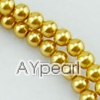 acrylic pearl bead, yellow, 6mm round, sold by per 33-inch strand