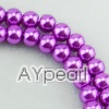 acrylic pearl bead, purple, 6mm round, sold by per 33-inch strand