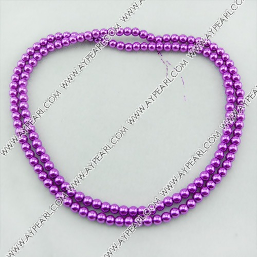 acrylic pearl bead, purple, 6mm round, sold by per 33-inch strand